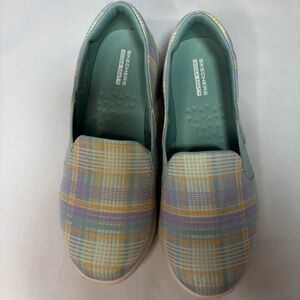 Skechers GO Step Lite Vegan Plaid Slip-Ons
